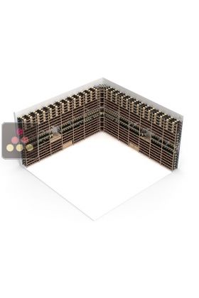 Aménagement personnalisé de cave structure acier et baguettes bois pour 1300 bouteilles - Essentiel bois