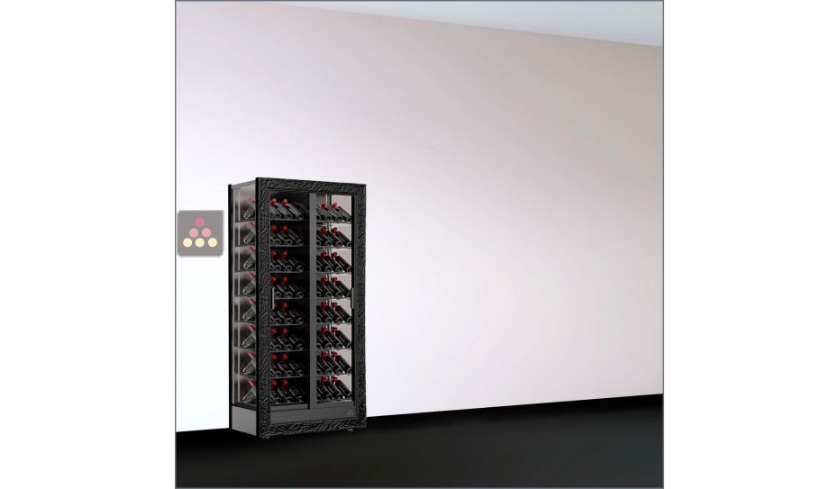 Vitrine à vin - 3 côtés vitrés - Home - Cadre droit - Bouteilles inclinées