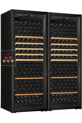 Combiné de 2 caves à vin Mono-Température de vieillissement et de conservation - Equipement coulissant/stockage