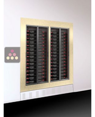 Combiné encastrable surélevé de 2 vitrines à vin - Home - Cadre droit - Bouteilles horizontales - P38 CALICE DESIGN