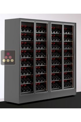 Combiné de 2 vitrines à vin - Pro - Bouteilles inclinées - Cadre FIT
