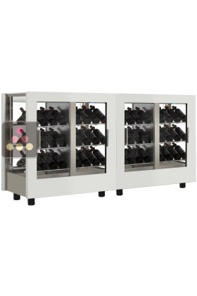 Combiné de 2 vitrines à vin - Pro - 4 côtés vitrés - Habillage interchangeable - Bouteilles inclinées 