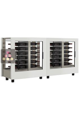 Combiné de 2 vitrines à vin - Pro - 4 côtés vitrés - Habillage interchangeable - Bouteilles horizontales