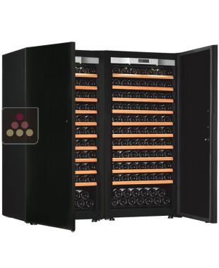 Combiné de 2 caves à vin mono-température de vieillissement ou de service - Clayettes coulissantes - Porte pleine TRANSTHERM