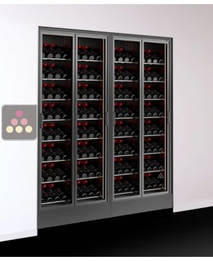 Combiné encastrable de 2 vitrines à vin - Home - Bouteilles inclinées - Cadre FIT CALICE DESIGN