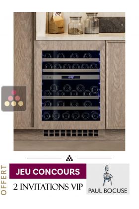 Cave à vin 2 températures de conservation et/ou de service encastrable sous plan - Ouverture Push-Open et façade habillable