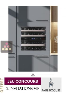 Cave à vin 2 températures de service encastrable en colonne auto-ventilée avec façade habillable