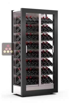 Vitrine à vin - 3 côtés vitrés - Pro - Cadre droit - Bouteilles inclinées