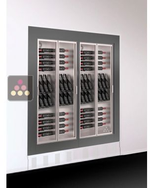 Combiné encastrable surélevé de 2 vitrines à vin - Home - Cadre droit - Equipement mixte - P38 CALICE DESIGN