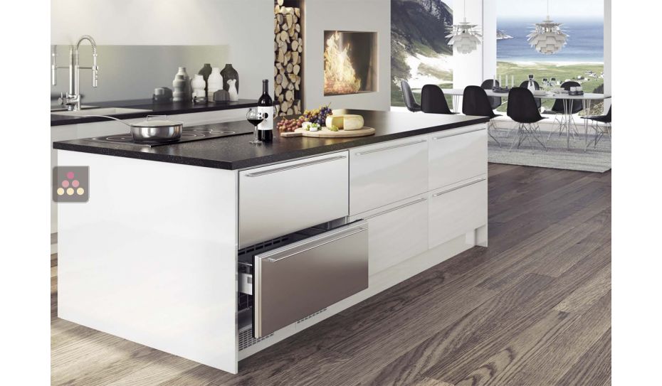 Congélateur à tiroirs intégrable à façades habillables et personnalisables