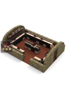 Aménagement de cave en métal et meuble en bois pour 4231 bouteilles - Fabrication spécifique - Essentiel System