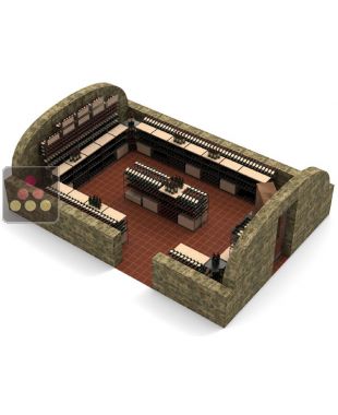 Aménagement de cave en métal et meuble en bois pour 4231 bouteilles - Fabrication spécifique - Essentiel System ARCHITECTURE INTERIEURE DU VIN