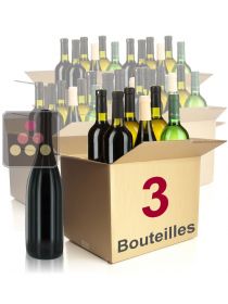3 bouteilles de vin : vins blancs et rouges Sélection Vin