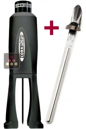 Tire-bouchon &agrave; gaz Pop Luxe + Rafra&icirc;chisseur pour 1 bouteille avec bec verseur Vinoice