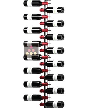 Support mural noir de 16 bouteilles de 75cl en position horizontale VISIORACK