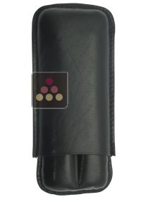 Étui en cuir noir pour 2 cigares  Ma Cave à Cigares