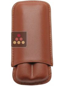 Étui en cuir marron pour 2 cigares  Ma Cave à Cigares