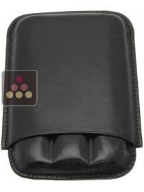 Étui en cuir noir pour 3 cigares  Ma Cave à Cigares