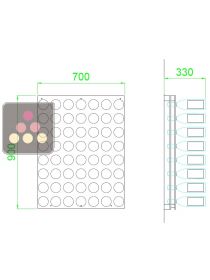 Porte-Bouteilles mural en plexiglas pour 50 bouteilles de vin SOBRIO