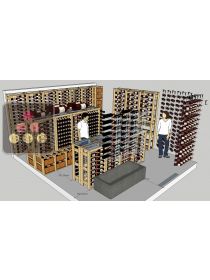 Aménagement cave naturelle : 32 caisses bois + 64 magnums + 1620 bouteilles 75cl + lot de bouteilles spéciales VISIORACK