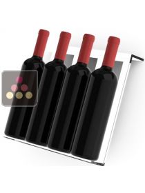 Clayette en plexiglas pour vitrine faible profondeur : présentation de 4 bouteilles diamètre 80 mm inclinées CALICE DESIGN