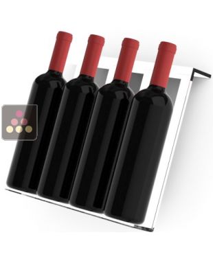 Clayette en plexiglas pour vitrine faible profondeur : présentation de 4 bouteilles diamètre 80 mm inclinées CALICE DESIGN