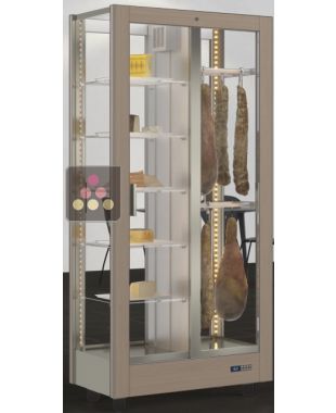 Vitrine réfrigérée de présentation pour charcuteries et fromages - Usage pro - 4 côtés vitrés - Habillage magnétique interchangeable CALICE DESIGN