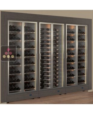 Combiné encastrable modulaires de 3 vitrines à vin multi-températures - Usage pro - Bouteilles inclinées/horizontales - Cadre droit CALICE DESIGN