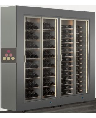 Combiné de 2 vitrines à vin multi-températures - Usage pro - Pose libre - Bouteilles horizontales et inclinées - Cadre droit CALICE DESIGN