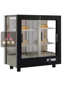 Vitrine réfrigérée de présentation pour fromages - 3 côtés vitrés - Habillage bois CALICE DESIGN