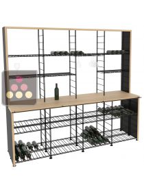 Meuble de stockage en acier avec comptoir de dégustation en Hêtre ARCHITECTURE INTERIEURE DU VIN