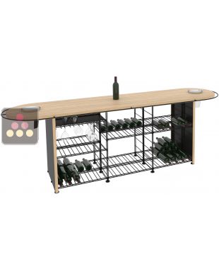 Comptoir de dégustation en Chêne massif avec modules de rangement et seaux à Champagne intégrés ARCHITECTURE INTERIEURE DU VIN