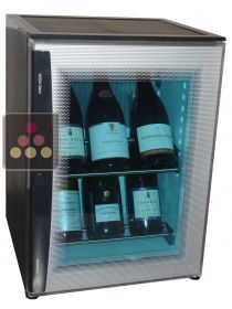 Mini-cave à vin 100% silencieuse pour 8 bouteilles à porte bleue WINEBAR