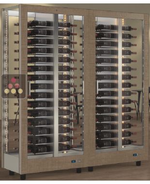 Combiné de 2 vitrines à vin multi-températures - Usage pro - 4 cotés vitrés - Bouteilles horizontales - Habillage magnétique interchangeable CALICE DESIGN