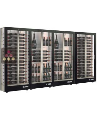 Combiné de 4 vitrines à vin multi-températures - Usage pro - P36cm - 3 côtés vitrés - Habillage magnétique interchangeable CALICE DESIGN