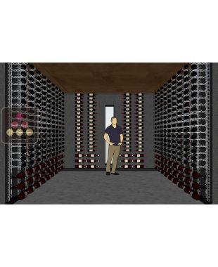 Supports muraux de présentation des vins en fil d'acier pour 1056 bouteilles et 132 magnums  VISIORACK