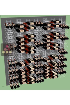 Mur de 7 Supports mural noir mat de 336 bouteilles de 75cl en position inclinée et horizontale