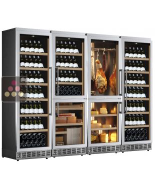 Combiné Gourmand encastrable : vin, charcuterie, cigares et fromages - Façade inox CALICE