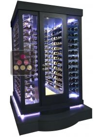 Modele EXPO - Cellier mono-température 3 faces vitrées - Bouteilles suspendues et clayettes horizontales - Vieillissement ou service WINEROOM