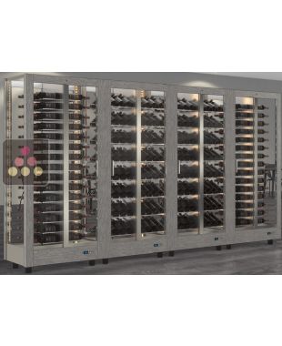 Combiné de 4 vitrines à vin professionnelles multi-usages - 4 cotés vitrés - Habillage magnétique interchangeable CALICE DESIGN