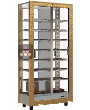 Vitrine réfrigérée de présentation des chocolats - 4 côtés vitrés - Habillage bois CALICE DESIGN