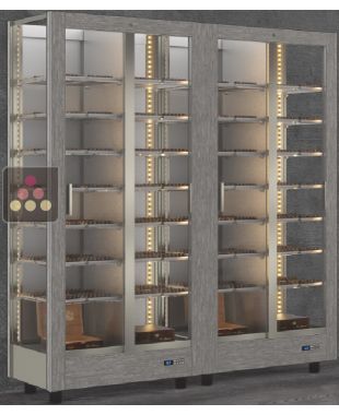 Combiné modulaire de 2 vitrines réfrigérées de présentation des chocolats - 3 côtés vitrés - Habillage magnétique interchangeable CALICE DESIGN