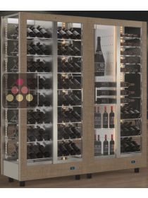Combiné de 2 vitrines à vin professionnelles multi-usages - 4 cotés vitrés - Habillage magnétique interchangeable CALICE DESIGN