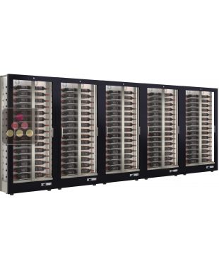 Combiné de 5 vitrines à vin multi-températures - Usage pro - P36cm - 3 côtés vitrés - Habillage magnétique interchangeable CALICE DESIGN