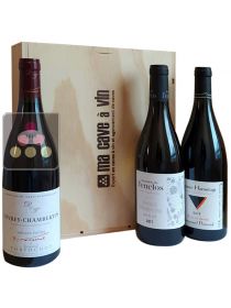 Coffret-bois Initiation aux Terroirs 3 bouteilles : Chablis 1er Cru, Gevrey-Chambertin, Crozes-Hermitage Sélection Vin