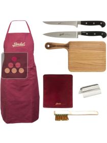 Kit complet pour trancheuse Volano Berkel avec pince à jambon, planche, brosse, 2 couteaux, couverture rouge et tablier rouge BERKEL