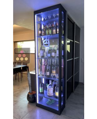 Meuble sec sur-mesure 3 faces vitrées de présentation de bouteilles debouts Ma Cave à Vin