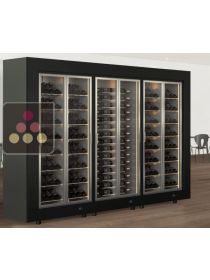 Combiné modulaire de 3 caves à vin traversantes multi-usages, accès avant/arrière CALICE DESIGN