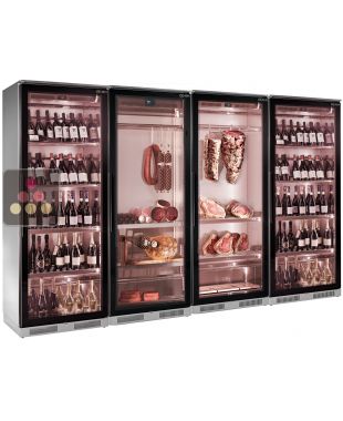 Combiné de 4 vitrines réfrigérées pour vins, charcuteries et maturation de viande  BRERA