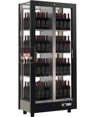 Vitrine à vin multi-températures - Usage pro - 4 côtés vitrés - Bouteilles verticales - Habillage magnétique interchangeable CALICE DESIGN